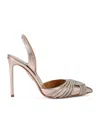 AQUAZZURA METALLIC LEATHER GATSBY SLINGBACK PUMPS 105