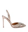 Aquazzura Womens Gold Gatsby Crystal-embellished Canvas Heeled Courts In Gold