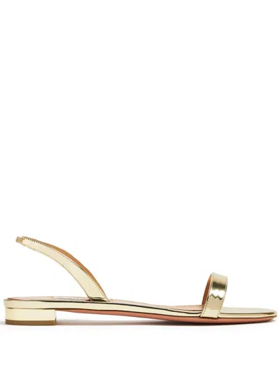 Aquazzura Metallic Leather Sandals In Gold