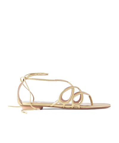 Aquazzura Metallic Leather Sandals In No