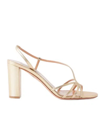 Aquazzura Metallic Leather Sandals In Nude