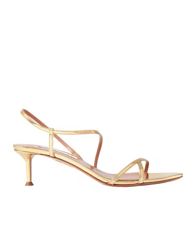 Aquazzura Metallic Leather Sandals In Nude