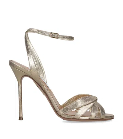 Aquazzura Metallic Leather Soulmate Heeled Sandals 105 In Multi