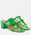 Aquazzura Meteorite Embellished Pvc Mules In Emerald