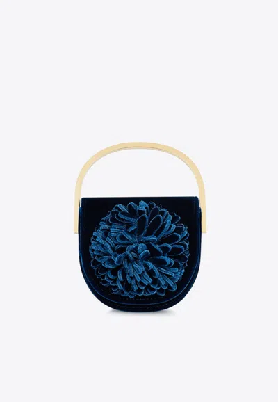 Aquazzura Micro Couturier Top Handle Bag In Blue