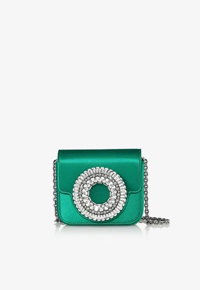 Aquazzura Micro Crystal Hoop Satin Shoulder Bag