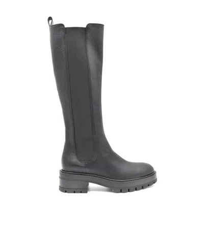 Aquazzura Mid-calf Leather Boots In Black