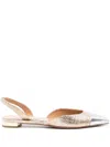 Aquazzura 10mm Milanese Laminated Leather Flats In Gold