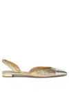 Aquazzura 10mm Milanese Laminated Leather Flats In Gold