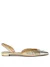 Aquazzura 10mm Milanese Laminated Leather Flats In Gold