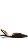 Aquazzura Milanese Leather-trimmed Grosgrain Slingback Flats In Black