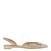 Aquazzura 10mm Milanese Laminated Leather Flats In Silver Tone/gold Tone