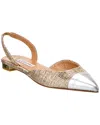 Aquazzura 10mm Milanese Laminated Leather Flats In Gold