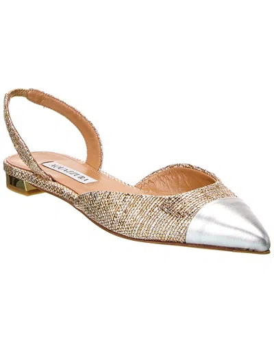 AQUAZZURA MILANESE LEATHER SLINGBACK FLAT