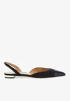 Aquazzura Milanese Leather-trimmed Grosgrain Slingback Flats In Black