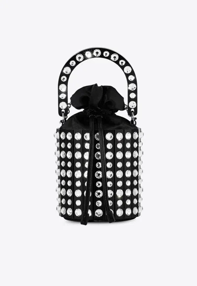 Aquazzura Mini Ari Crystal-embellished Bucket Bag
