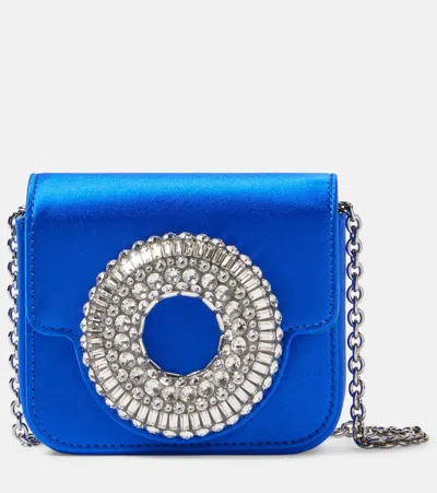 Aquazzura Mini Embellished Satin Shoulder Bag In Black