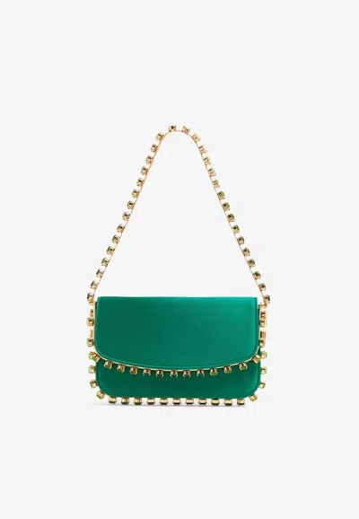 Aquazzura Mini Galactic Crystal Shoulder Bag In Satin