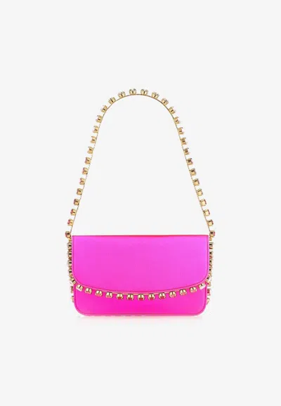 Aquazzura Mini Galactic Crystal Shoulder Bag In Satin