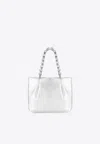 Aquazzura Mini Galactic Crystal Tote Bag In Metallic Leather