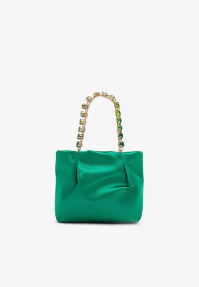 Aquazzura Mini Galactic Crystal Tote Bag In Satin