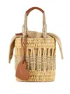 Aquazzura Mini Straw Heart-shaped Bucket Bag In Neutral