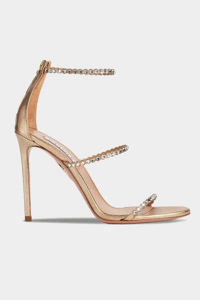 Aquazzura Mini Tequila Sandal 105 In Soft Bronze In Gold