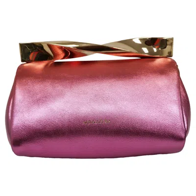 Aquazzura Mini Twist Clutch In Pink Leather