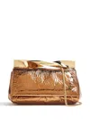 Aquazzura Mini Twist Leather Clutch Bag In Gold