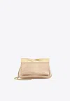 Aquazzura Mini Twist Metallic Leather Clutch