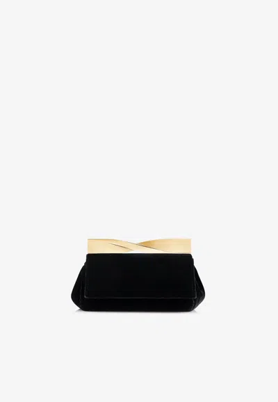 Aquazzura Mini Twist Velvet Clutch