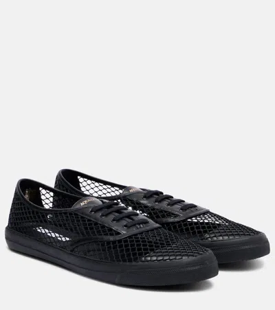 Aquazzura Minimalist Mesh Leather-trimmed Sneakers In Black