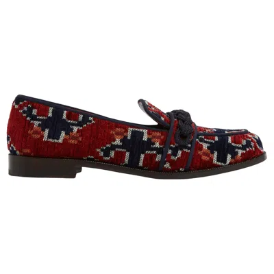 Pre-owned Aquazzura Mocassins Eu38 Burgundy Navy Martin Loafers Uk5 Us7.5 In Red