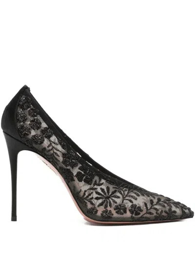 Aquazzura Mon Amour 105 Tulle Satin Pump In Black