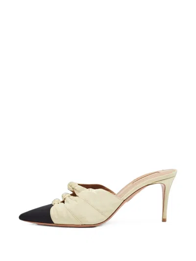 Pre-owned Aquazzura Mondaine Knotted Mules In Neutrals