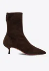 Aquazzura Montmartre 50 Suede Ankle Boots In Brown