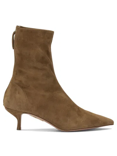 Aquazzura Montmartre 50 Suede Ankle Boots In Brown