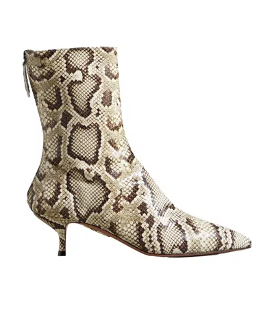 Aquazzura Montmartre 50 Snake-effect Leather Ankle Boots In Animal Print