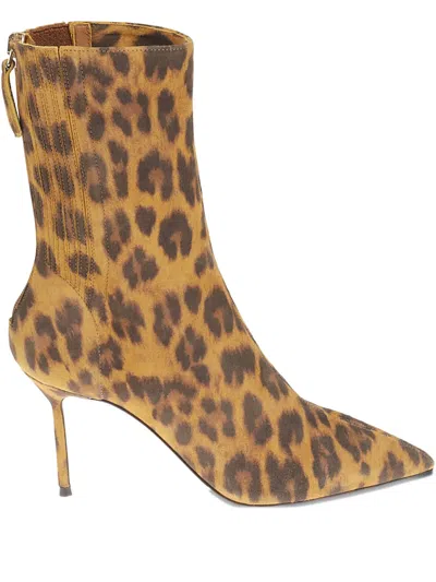Aquazzura Montmartre Leopard-print Point-toe Ankle Boots In Brown