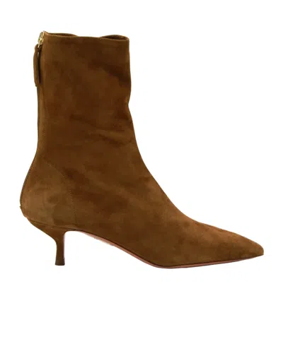 Aquazzura Montmartre Pointed Toe Ankle Boots In Brown