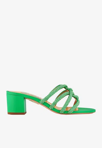 Aquazzura Moondust 50 Crystal Embellished Sandals In Green
