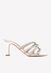 Aquazzura Moondust 75 Crystal-embellished Mules In Silver