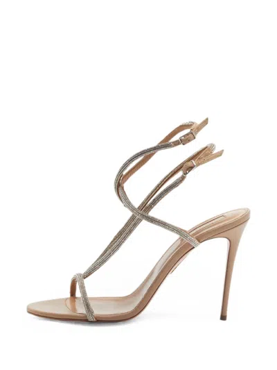 Pre-owned Aquazzura Moondust Crystal-embellished Sandals In Neutral