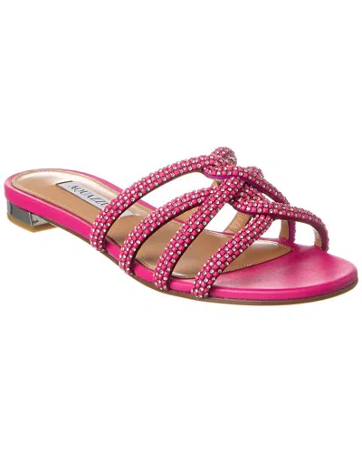 Aquazzura Crystal-embellished Flat Sandals In Exotic Orchid