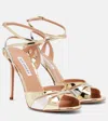 Aquazzura 110m Metallic Ankle-strap Heeled Sandals In Gold