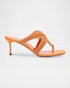 Aquazzura Nappa Beads Embroidered Reef Star Sandals In Orange