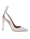 Aquazzura White Leather Bow Tie Pump 85 In White