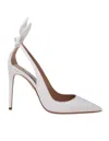 Aquazzura White Leather Bow Tie Pump 85 In White