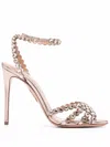 Aquazzura Tequila Crystal-embellished Leather Sandals In Gold