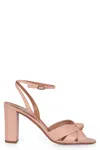 Aquazzura Heeled Sandals With Ankle Strap And Knotted Detail In Pink